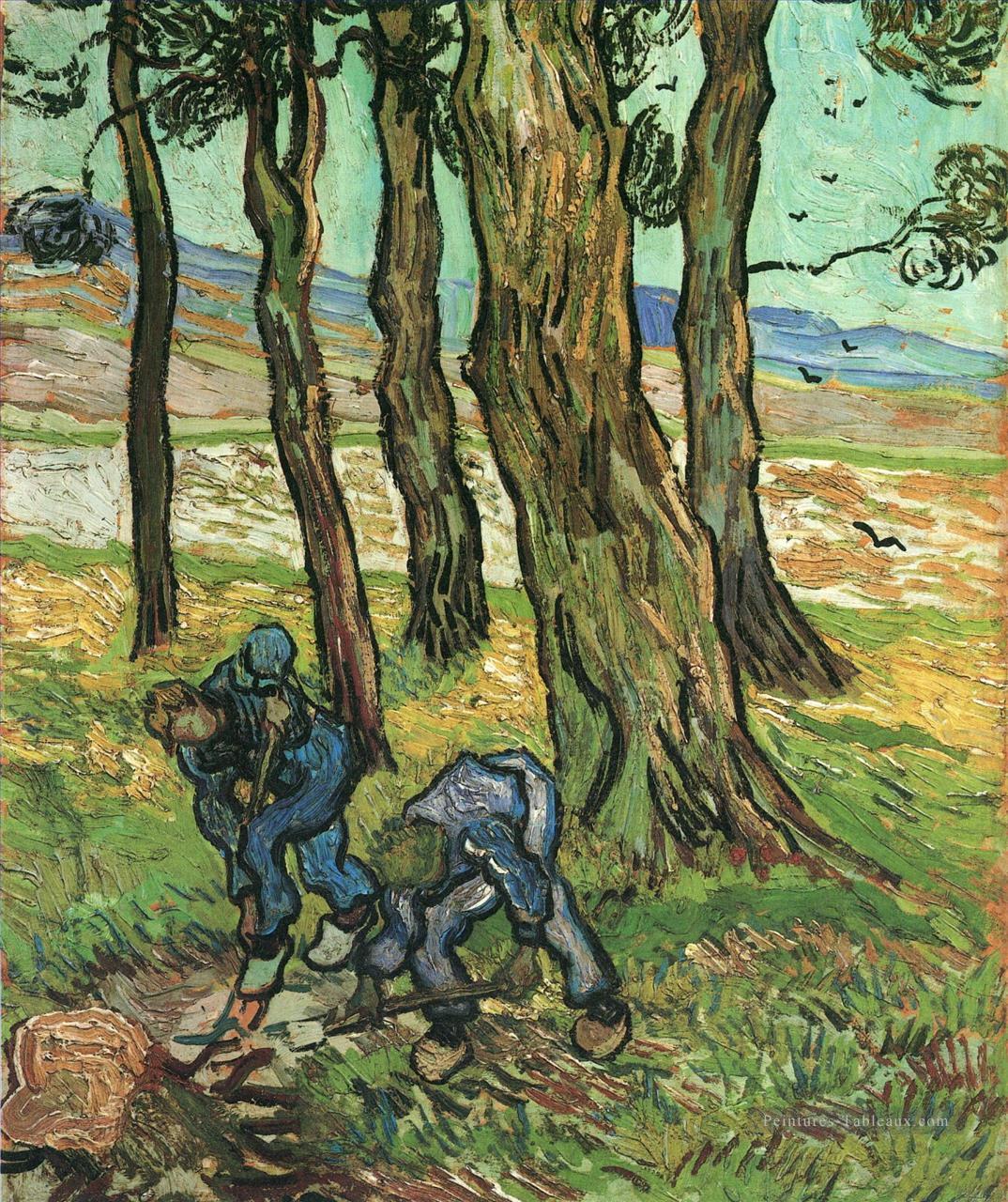 Deux creuseurs parmi les arbres Vincent van Gogh Peintures à l'huile
